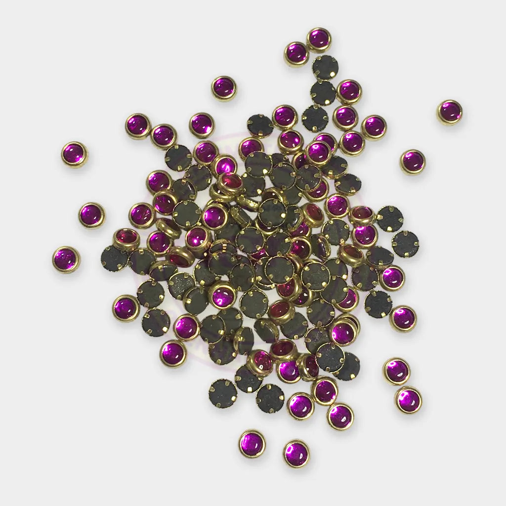 Glass Framed Stone Flat Back Round Shape 4mm Color Rose (20grams)