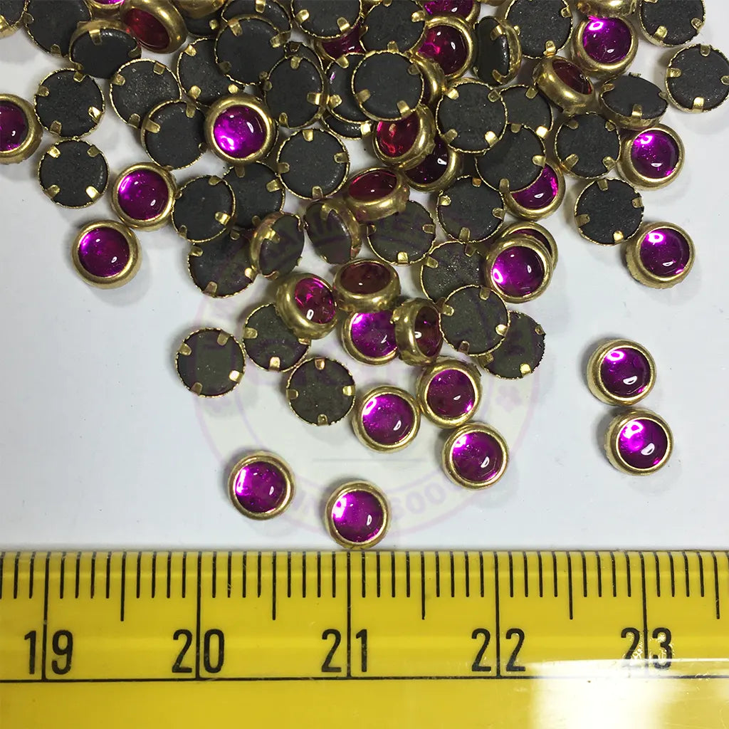 Glass Framed Stone Flat Back Round Shape 4mm Color Rose (20grams)