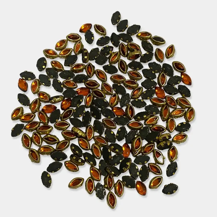 Glass Kundan Stones in Flat Back Mounts Eye Shape 6x4MM(6K) - 20grams