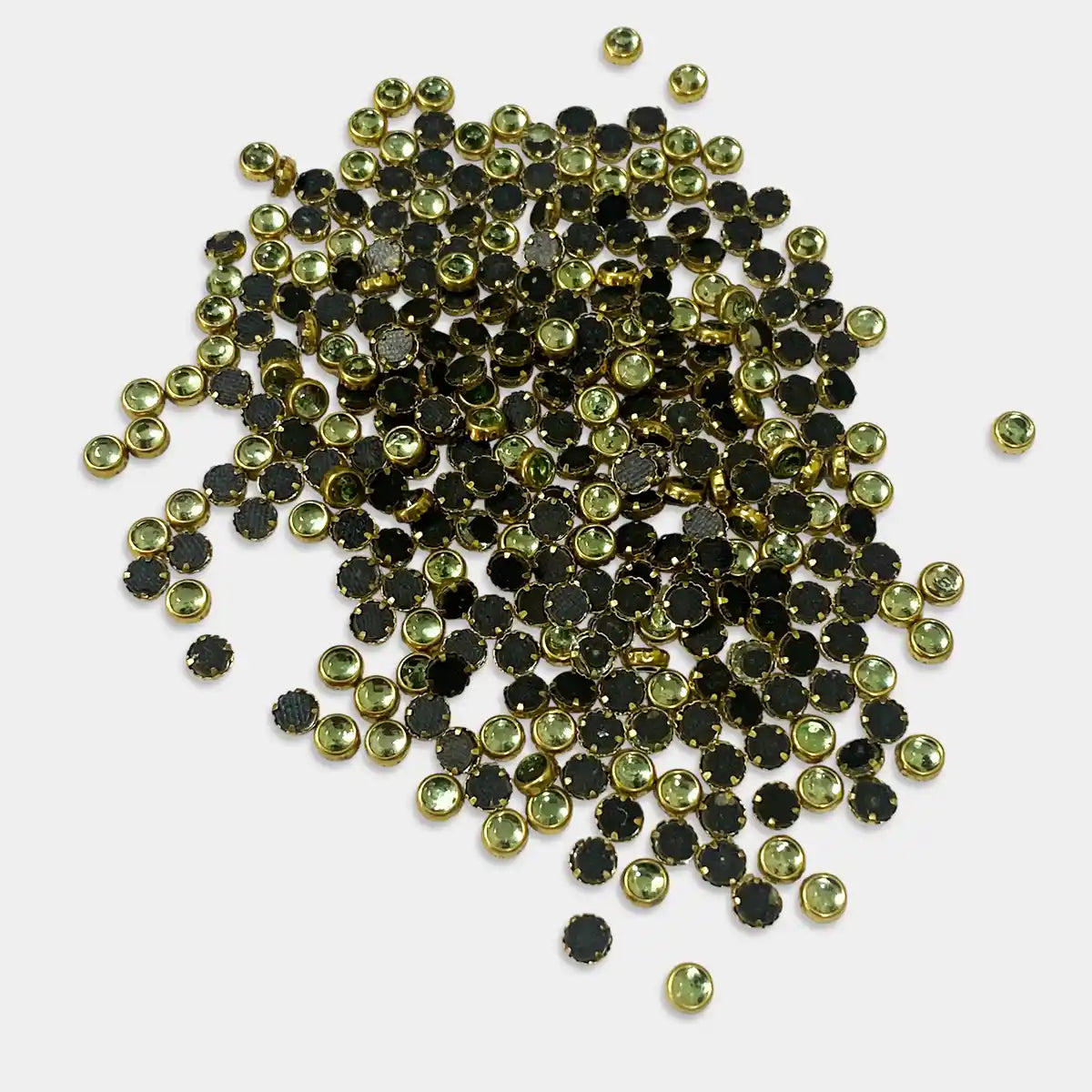 Glass Round Shape Kundan Stone 4MM Pastel Green Color (20grams)