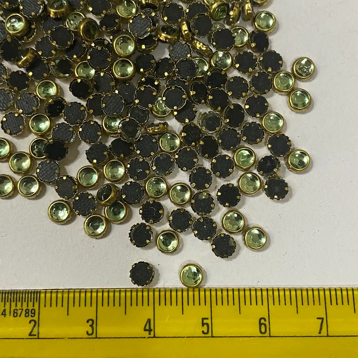 Glass Round Shape Kundan Stone 4MM Pastel Green Color (20grams)