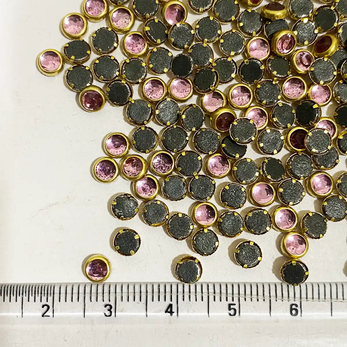 Glass Round Shape Kundan Stone 4MM Pink Color (15grams)