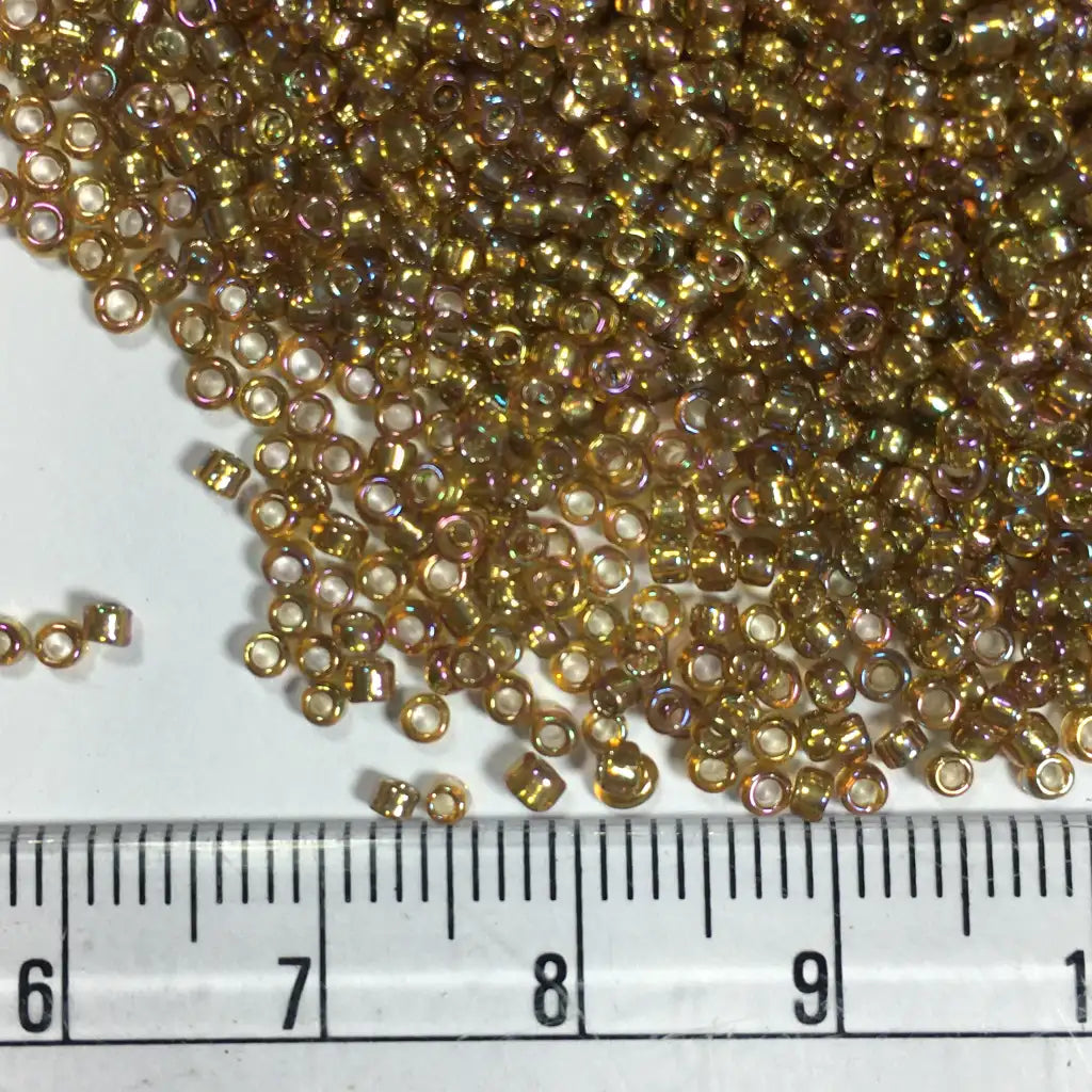 Glass Seed Beads 2MM 12/0 Multicolor with Gold Shade (25grams)