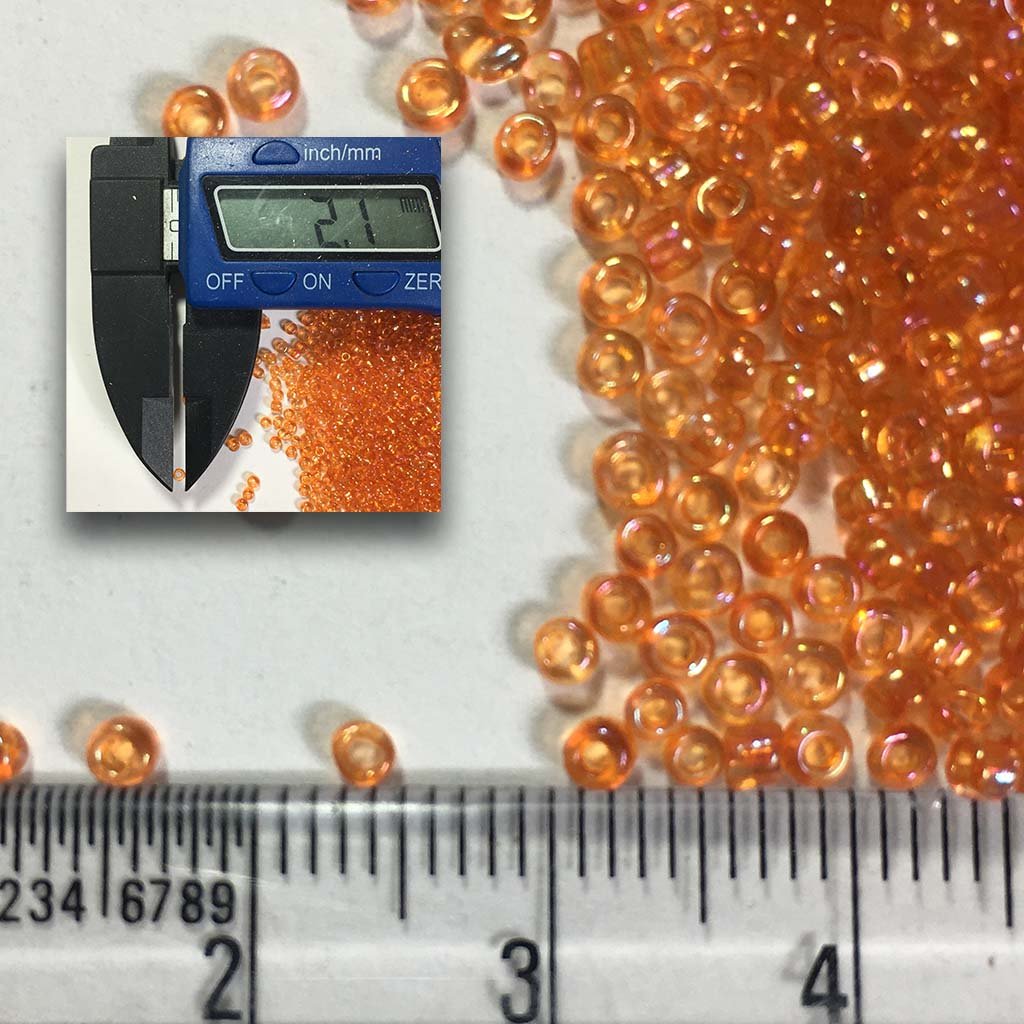 Glass Seed or Sugar Beads 2MM Orange Color (25grams)