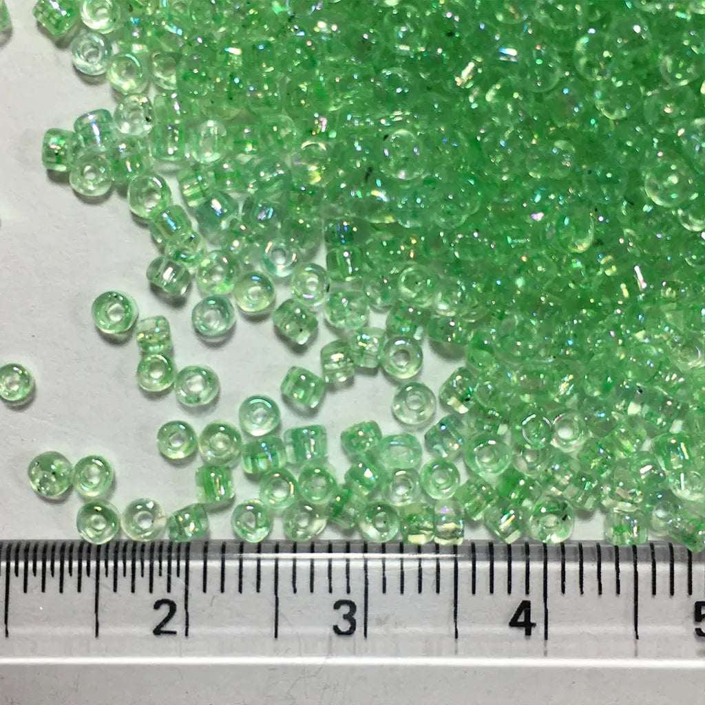 Glass Seed or Sugar Beads 2MM Light Green Color (25grams)