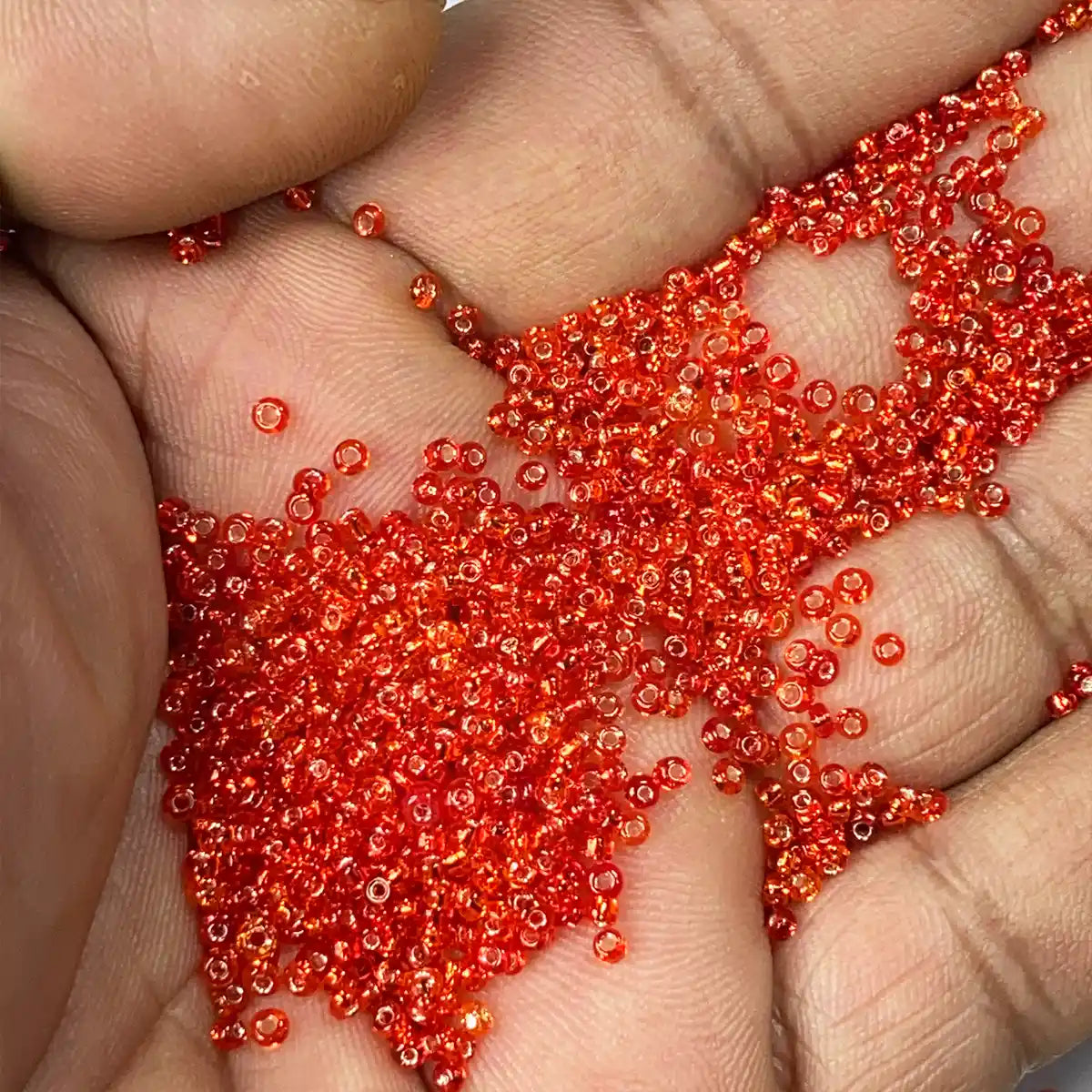 Glass Seed or Sugar Beads 2mm Color Bright Orange (25grams)