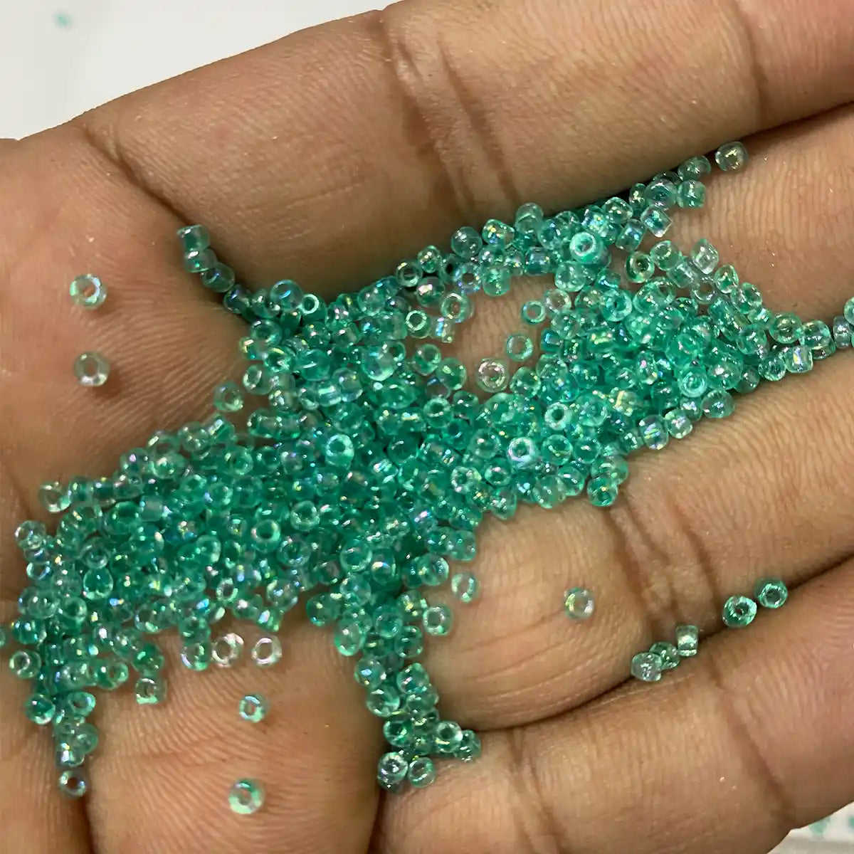 Glass Seed or Sugar Beads 2mm Color Cyan Color (25grams)