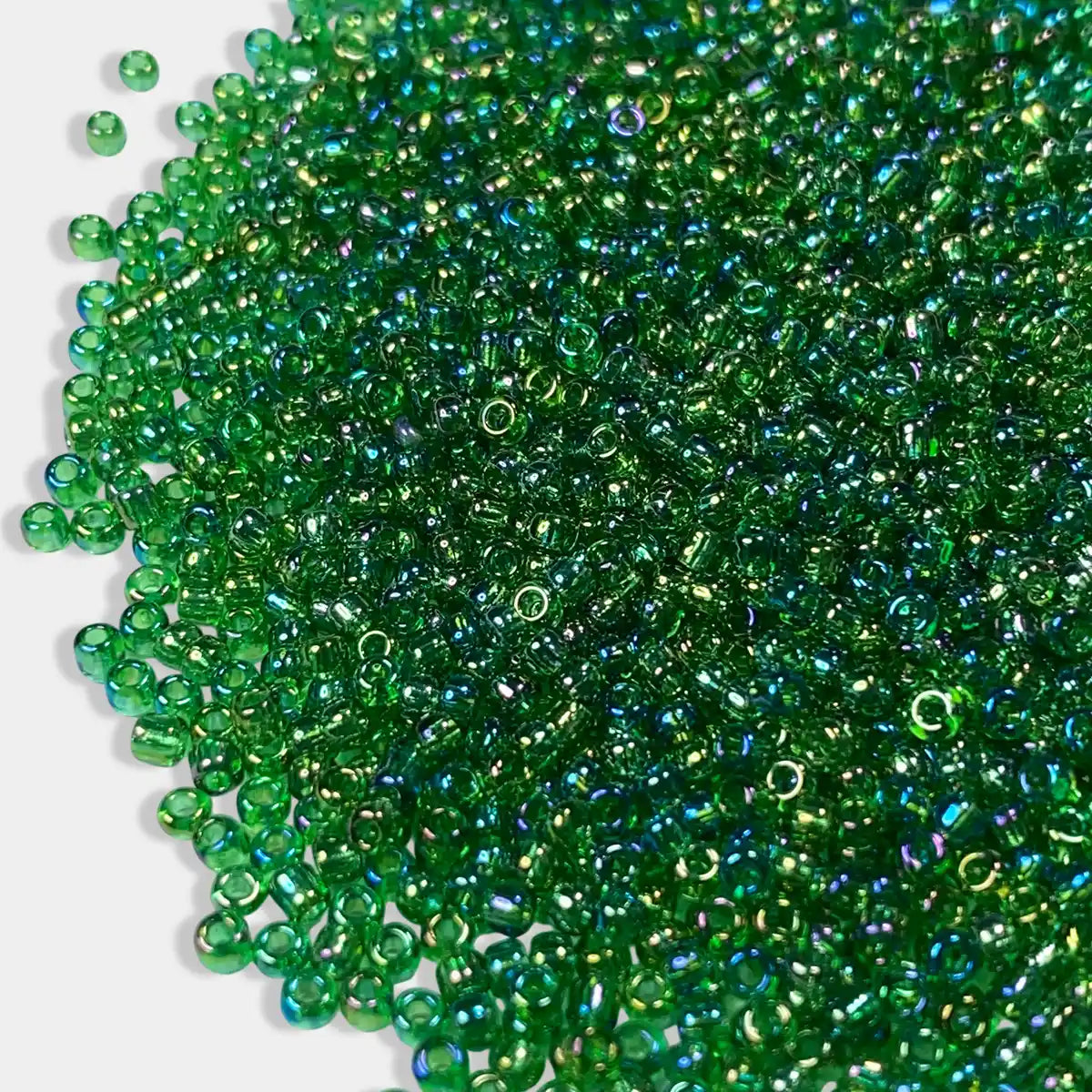 Glass Seed or Sugar Beads 2mm Color Green With Yellow Shade (25grams)
