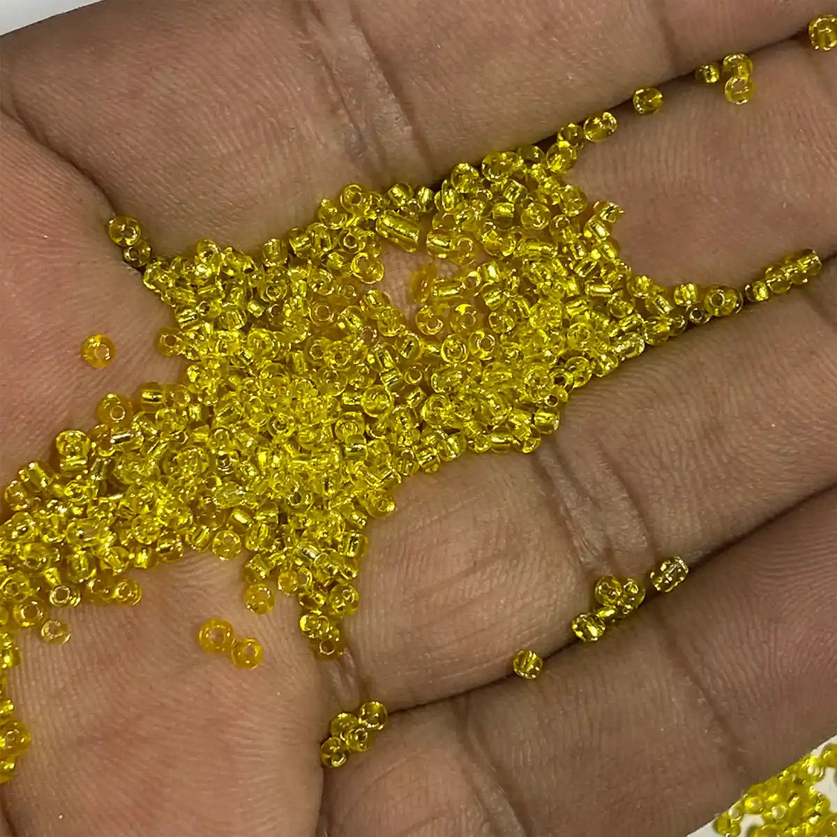 Glass Seed or Sugar Beads 2mm Color Yellow Color (25grams)