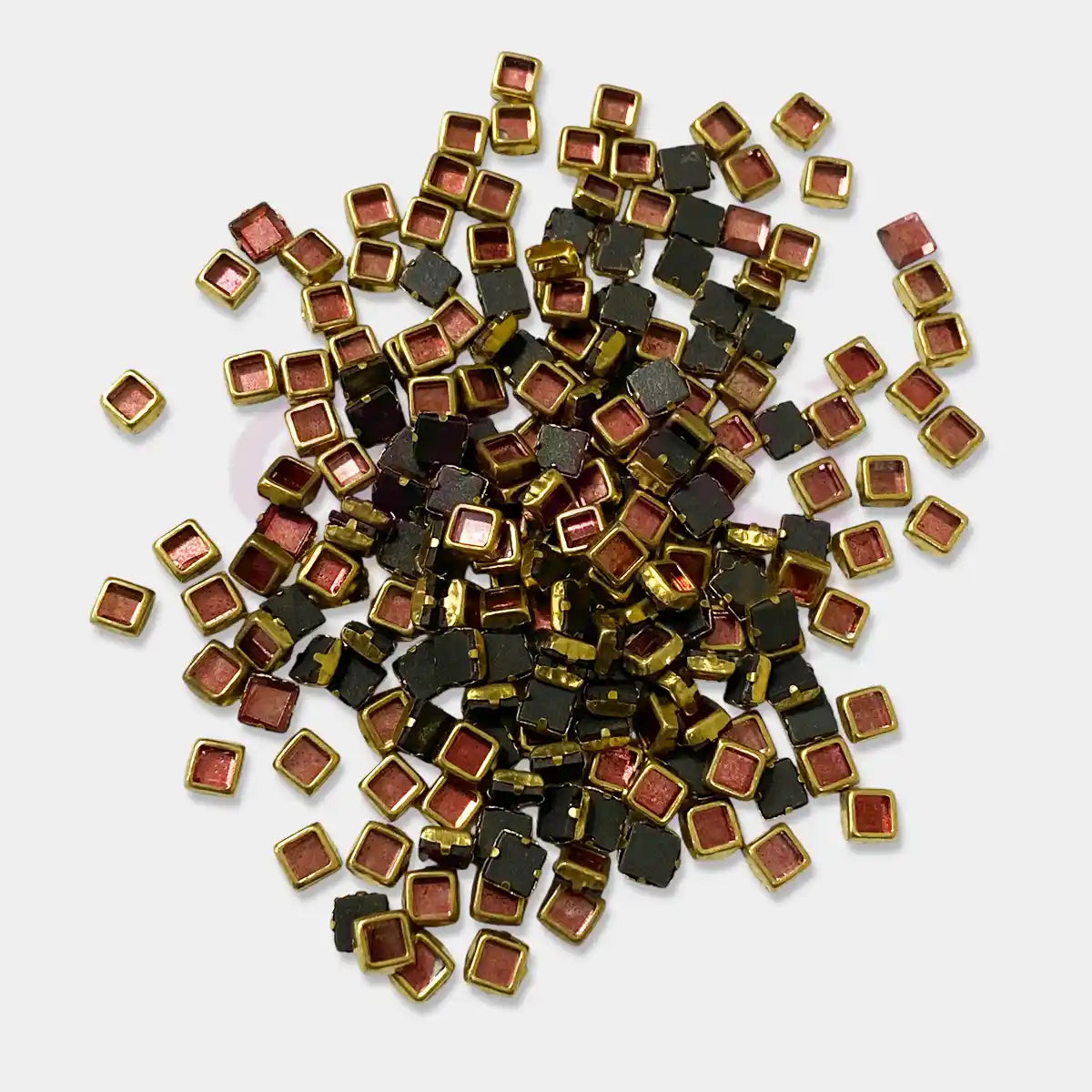 Glass Kundan Stone Framed Square Shape 4MM 20grams Color Pink