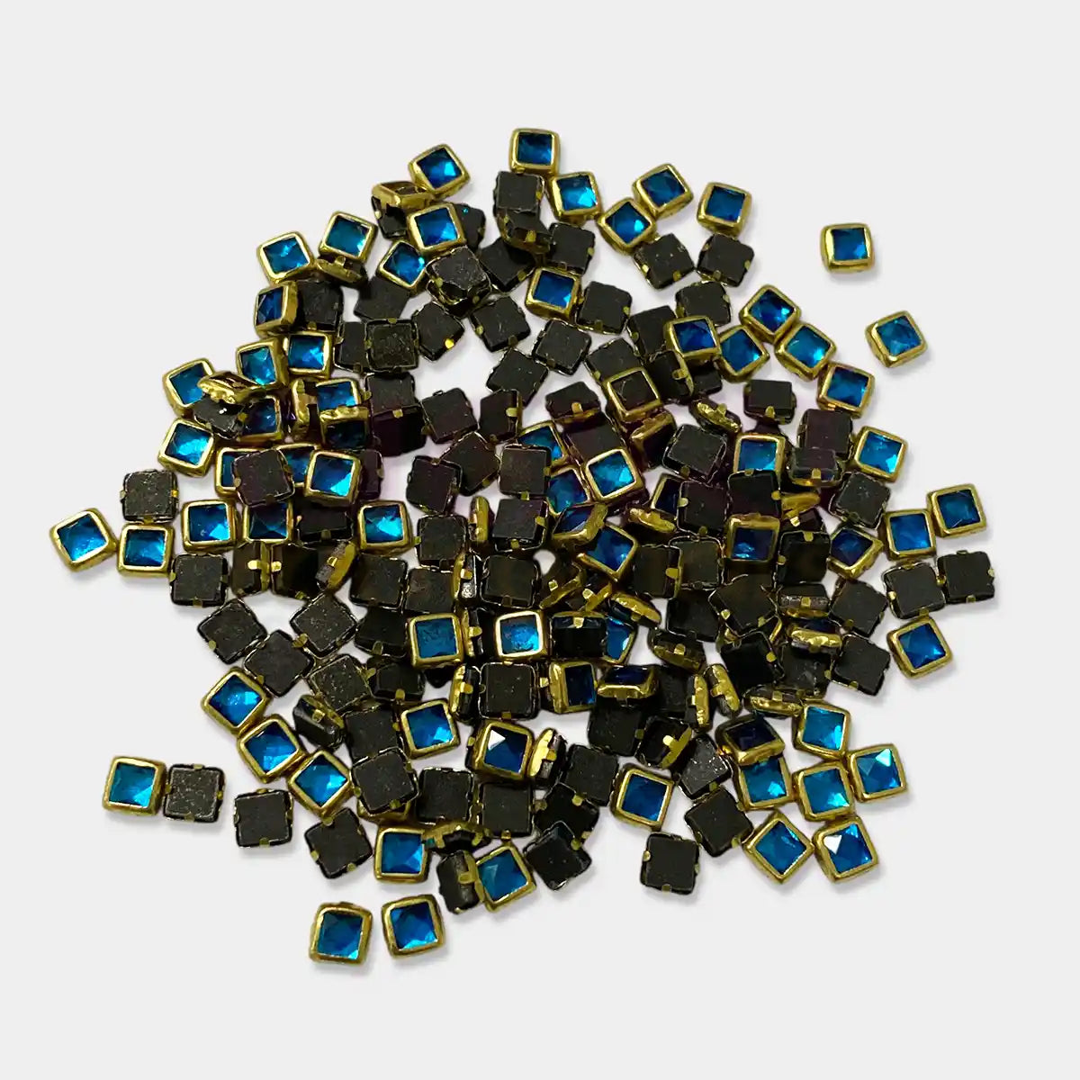 Glass Kundan Stone Framed Square Shape 4MM 20grams Color Sky Blue
