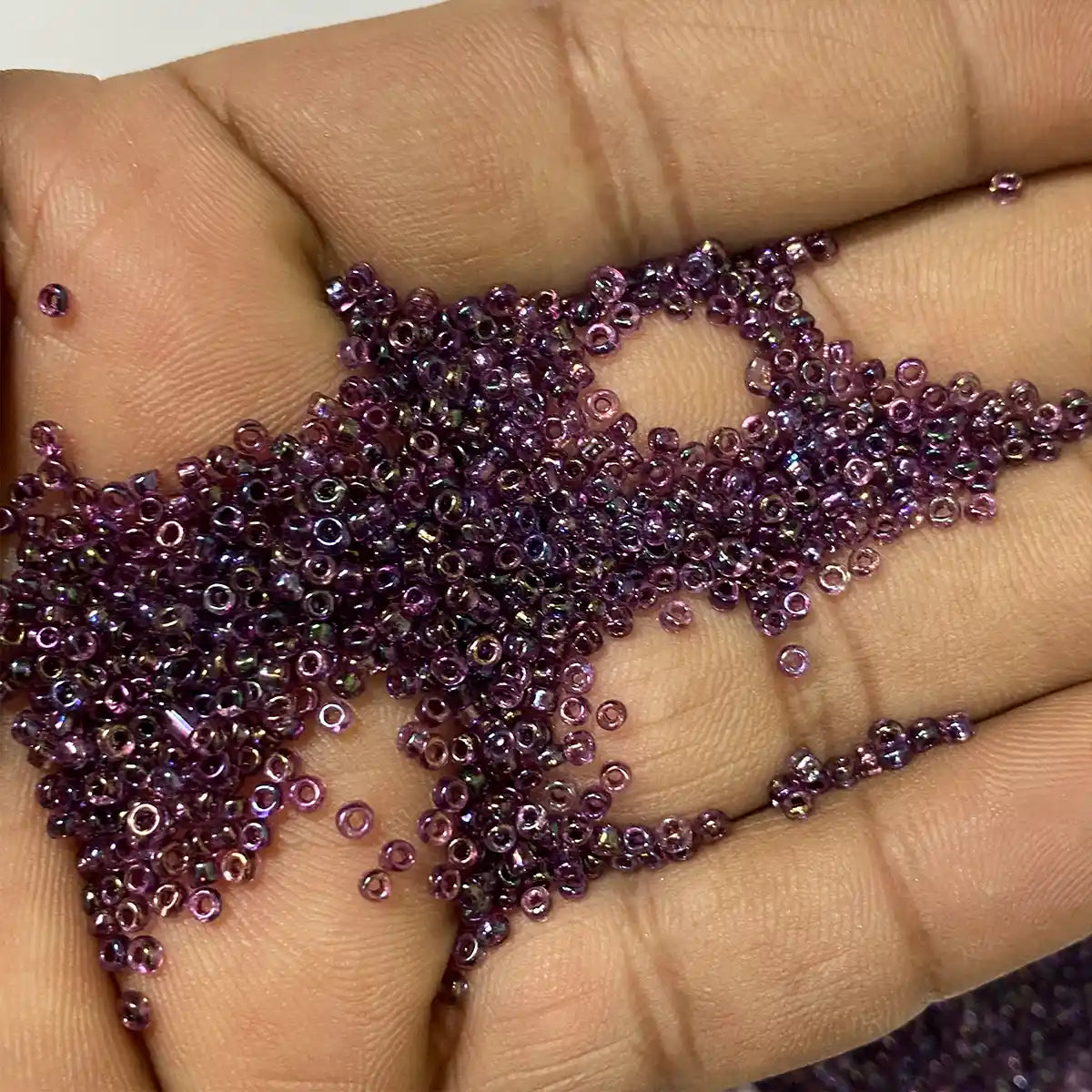 Glass Seed or Sugar Beads 2mm Color Purple Shade With MultiColor (25grams)