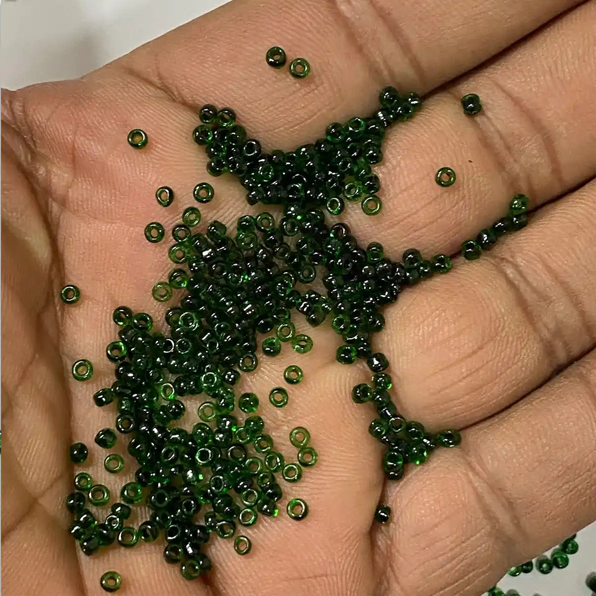 Glass Seed or Sugar Beads 2mm Dark Green Color (25grams)