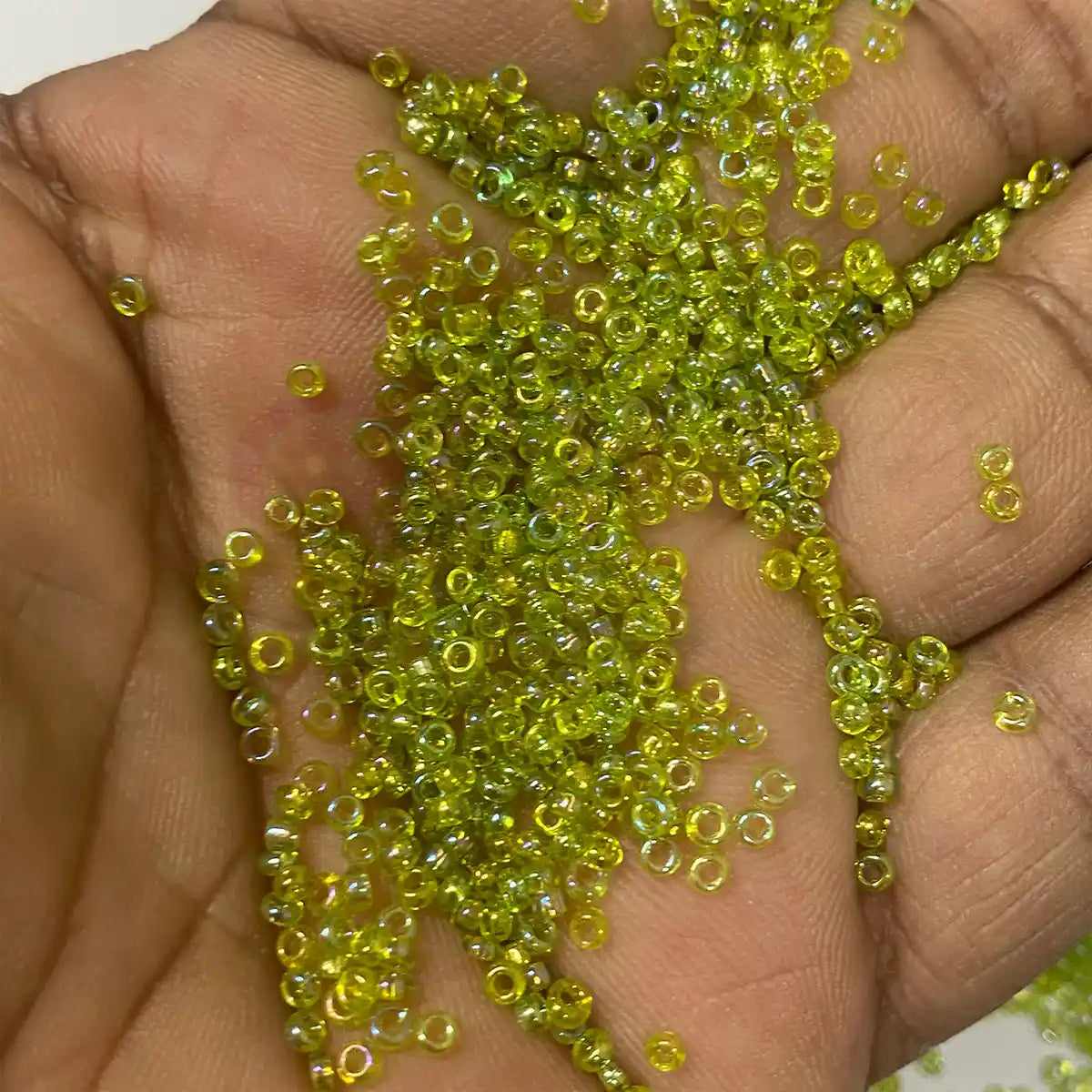 Glass Seed or Sugar Beads 2mm Dual Tone - Yellow with Mint Green (25grams)
