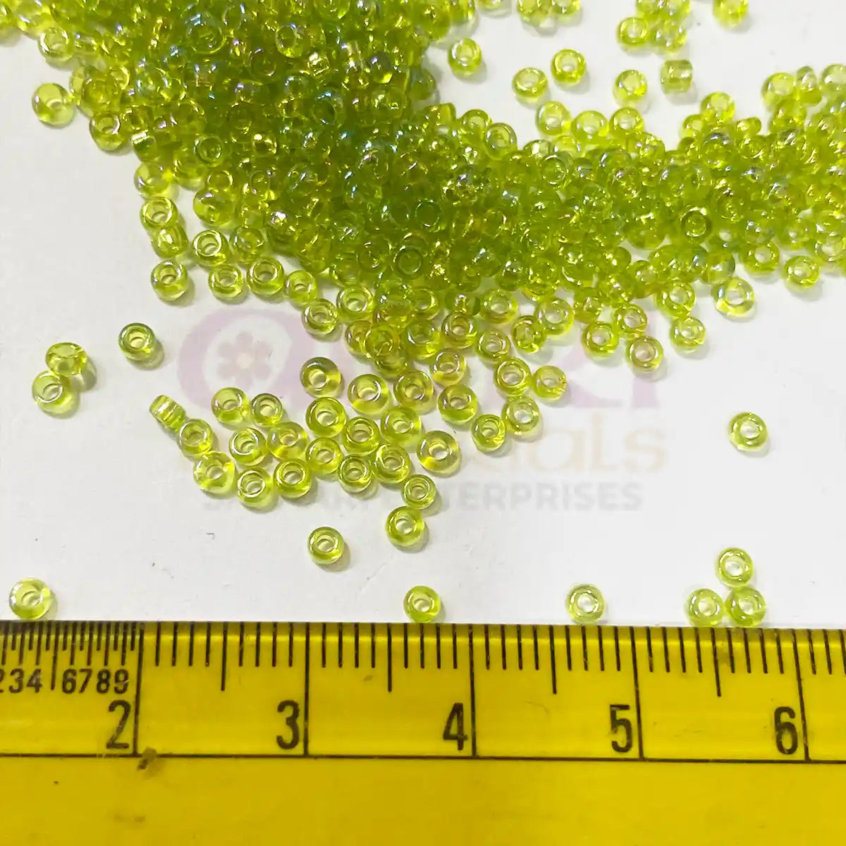 Glass Seed or Sugar Beads 2mm Dual Tone - Yellow with Mint Green (25grams)