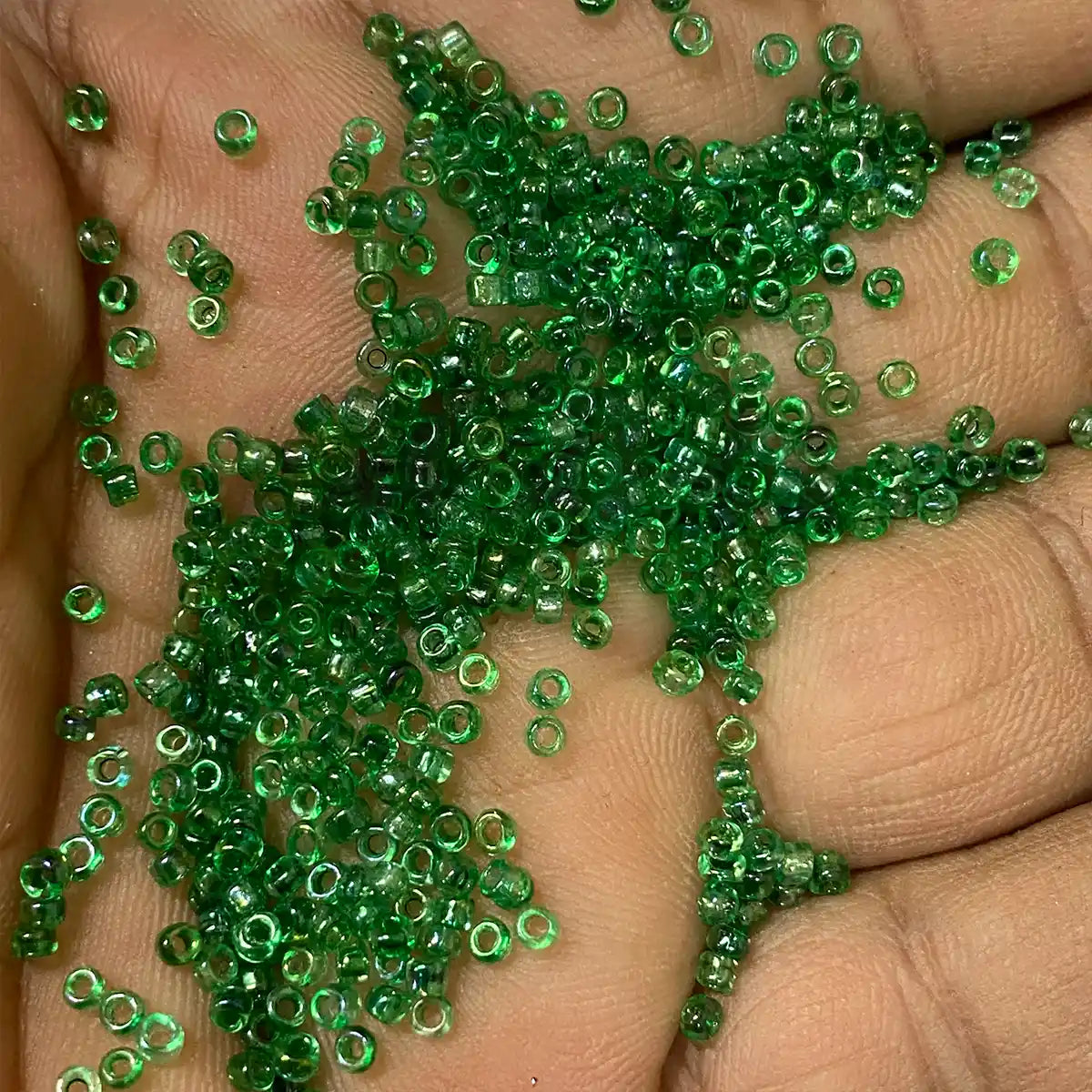 Glass Seed or Sugar Beads 2mm Green Color (25grams)