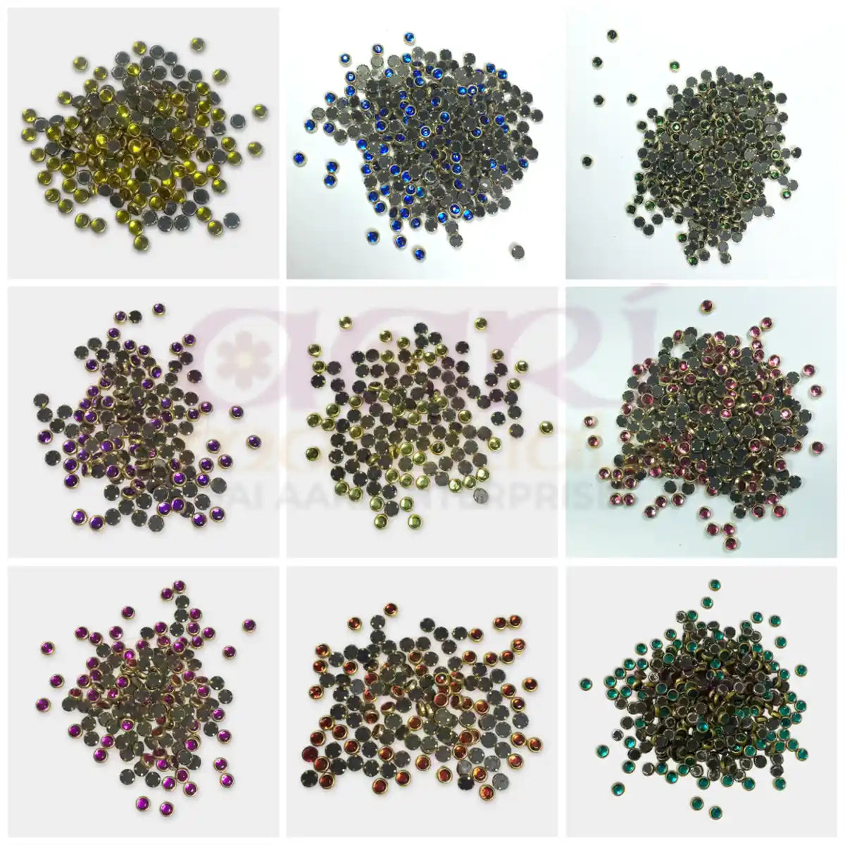 Color Kundan Stone or Framed Stone Round Shape 4mm (20grams)