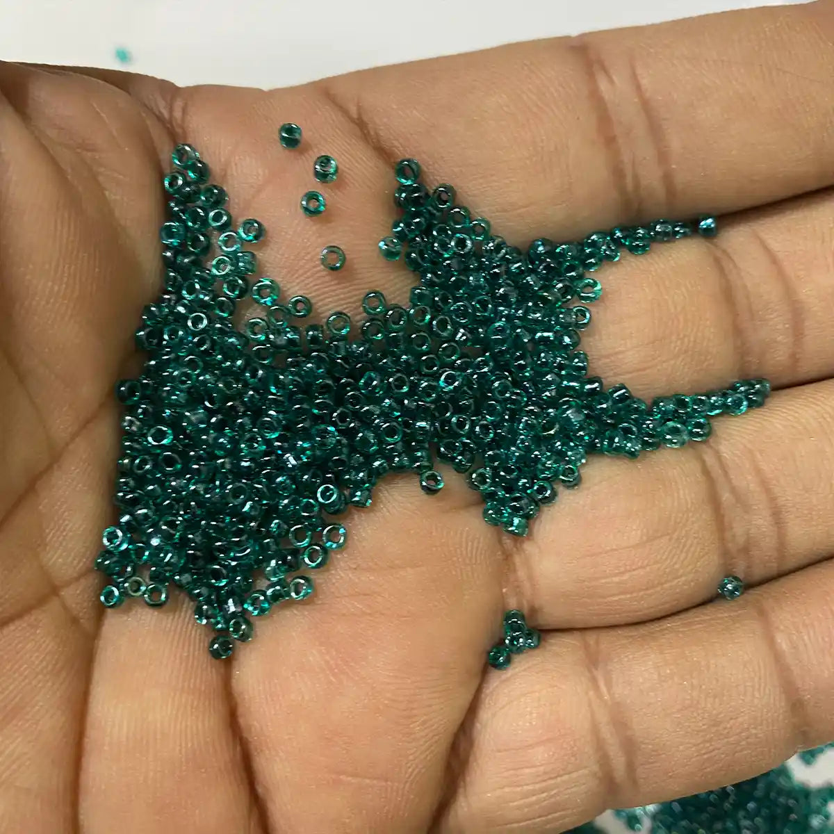 Glass Seed or Sugar Beads 2mm Color Teal Green Color (25grams)