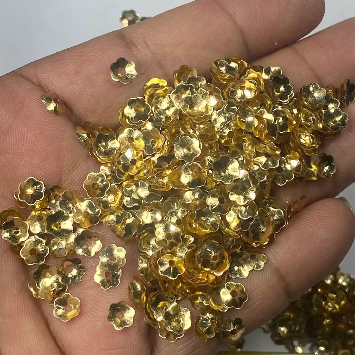 Gold Color Flower Cup Sequins 6mm - Pack of 10 grams