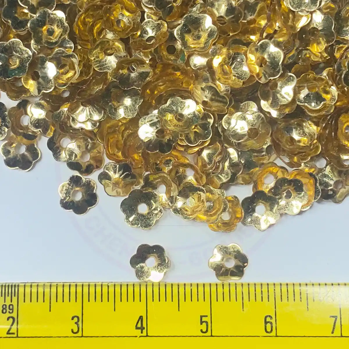 Gold Color Flower Cup Sequins 6mm - Pack of 10 grams