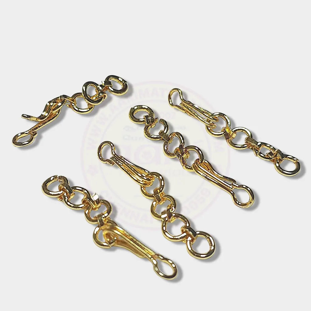 Gold Color Kadi Connector Hook Brass Clasp With Extender Chain (5 Pieces)