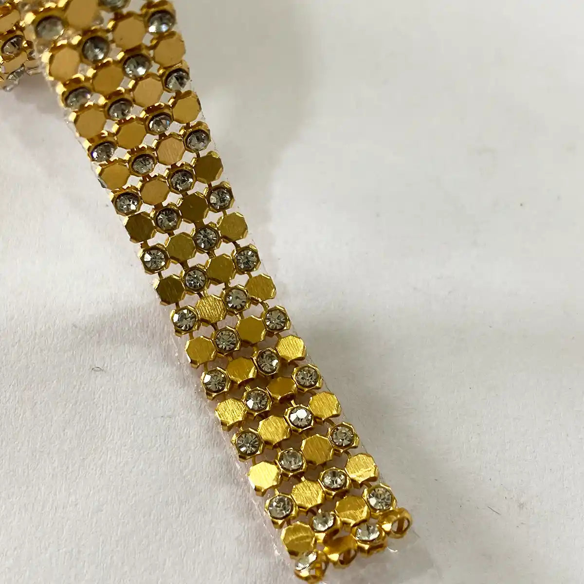 Gold Color and White Stone With Beads Sheet 4-Lines For Making jewelry and Stitching
