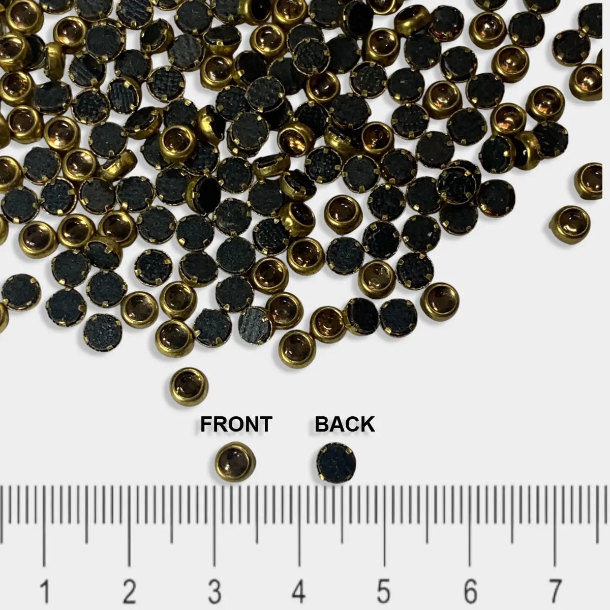 Kundan Stone 3mm Color Gold Flat Back Framed Round Shape (20 grams)