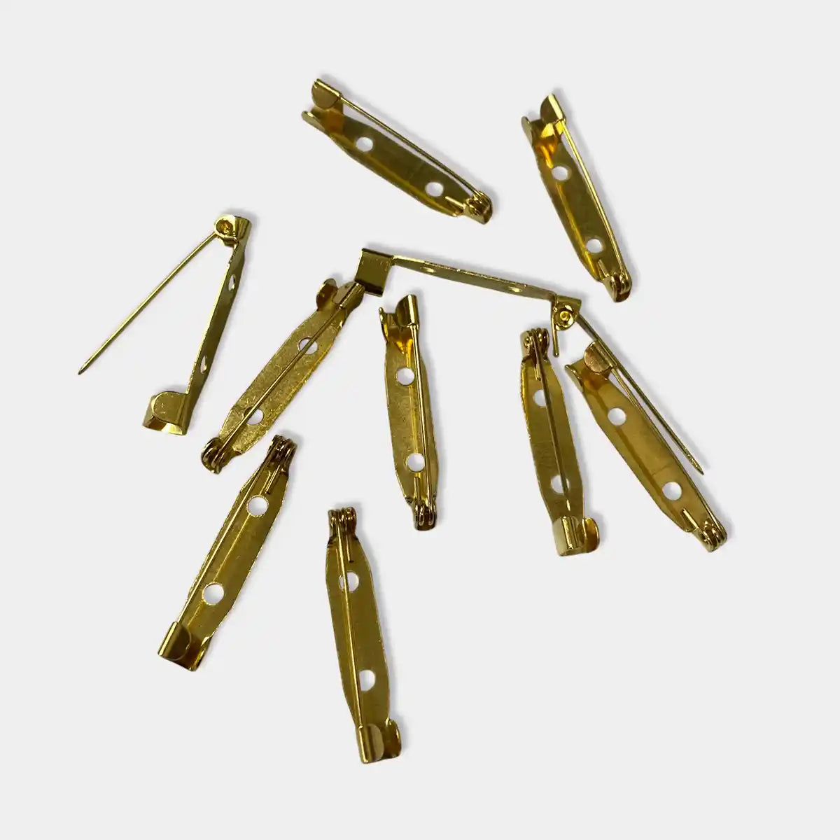 Gold 2-Hole Brooch Clasps for Jewellery Making (Pack of 10 Pieces)