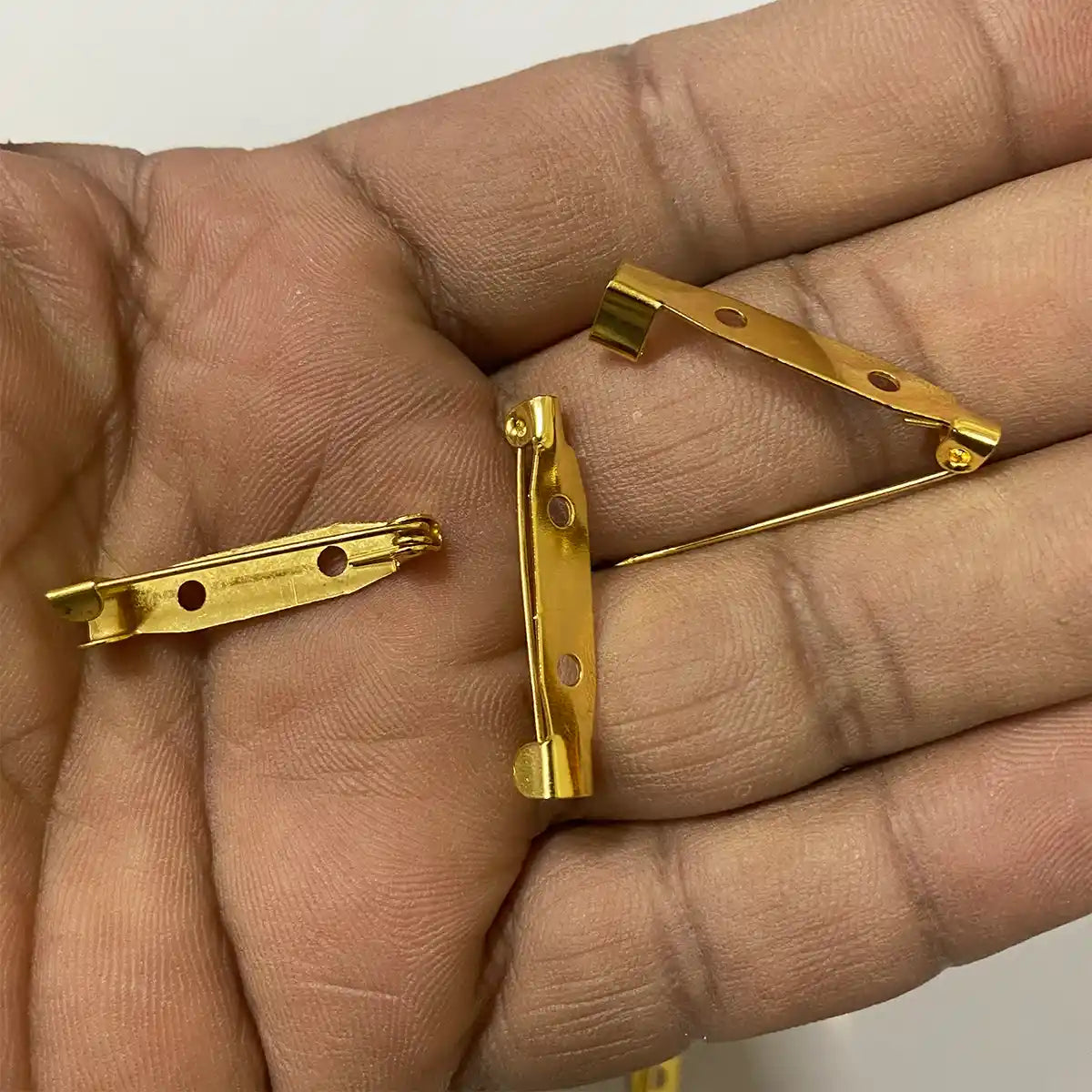 Gold 2-Hole Brooch Clasps for Jewellery Making (Pack of 10 Pieces)
