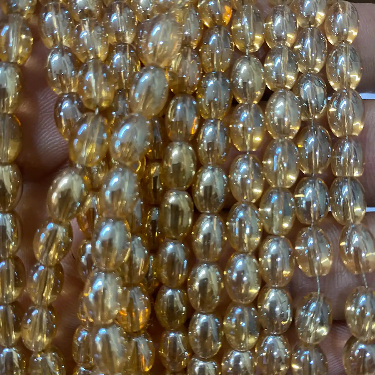 Gold Color Oval Shape Beads Size-6mmx8mm - Pack of 1 string