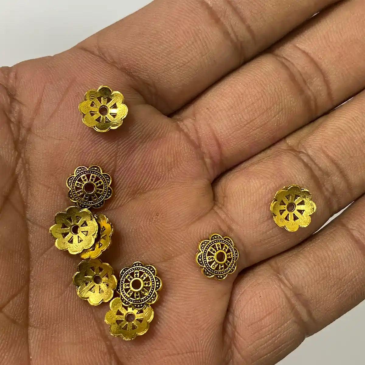 Gold Flower Bead Caps 10mm - Pack of 10 Grams