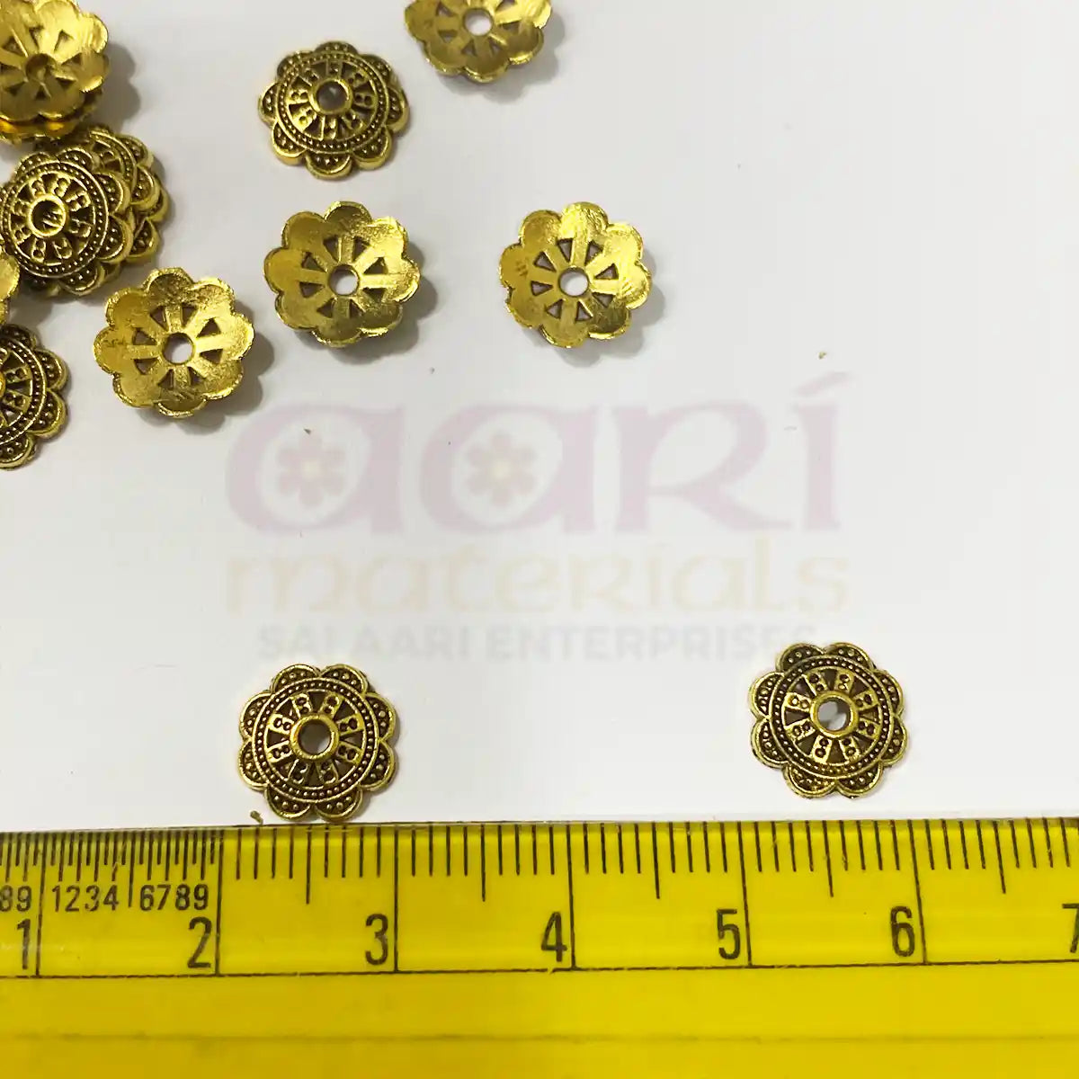 Gold Flower Bead Caps 10mm - Pack of 10 Grams