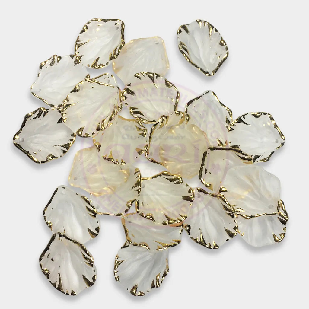 Golden Edge Matt Finish White Petal or Shell Beads Brooch Material Accessories (10 Grams)
