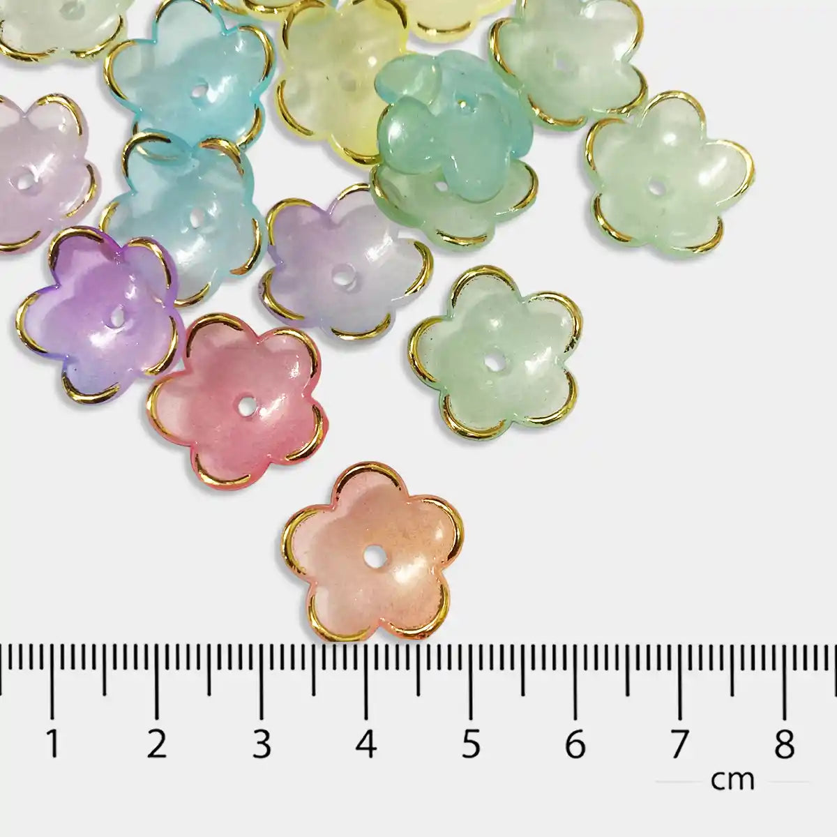 Golden Edge Mixed Color Blossom Flower Acrylic Beads Brooch Material Accessories (10 Grams)