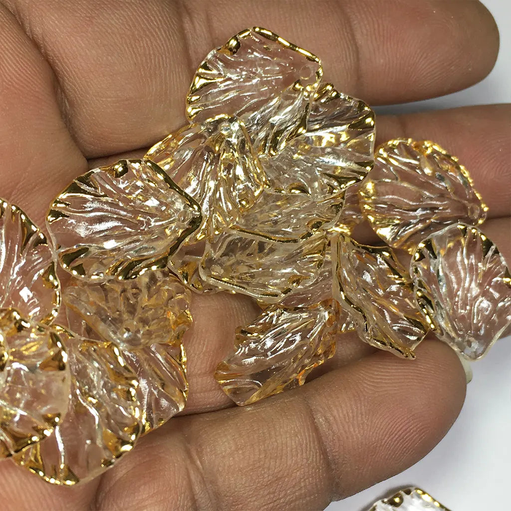 Golden Edge Transparent  Petal or Shell Beads Brooches Material Accessories (10 Grams)