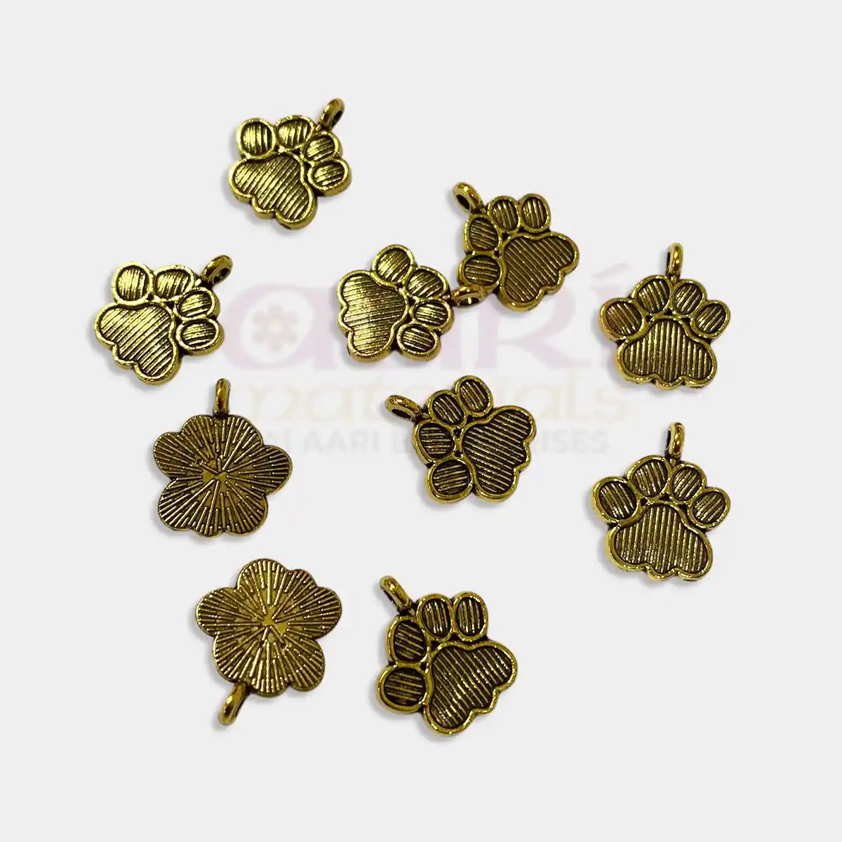 Golden Charm Dog Paw Print Charms (10pieces)