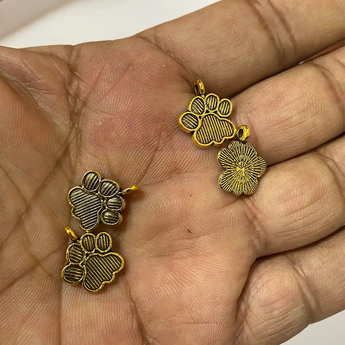 Golden Charm Dog Paw Print Charms (10pieces)
