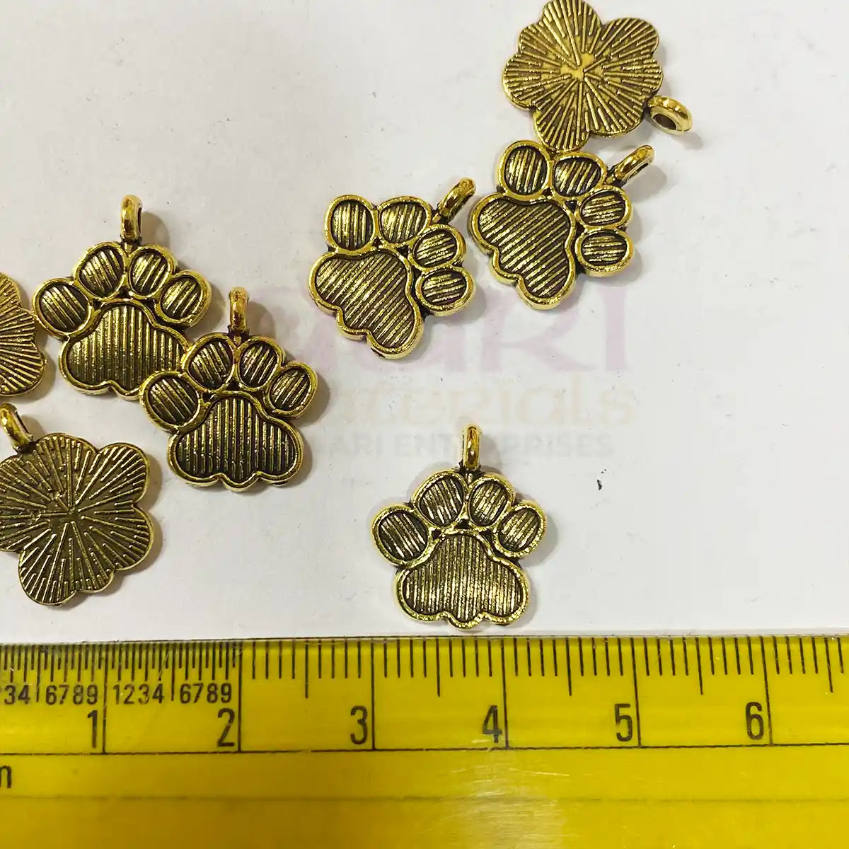 Golden Charm Dog Paw Print Charms (10pieces)