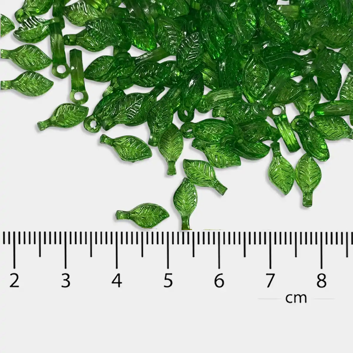 Green Frosted Leaf Transparent Acrylic Beads with Hole - 10 grams