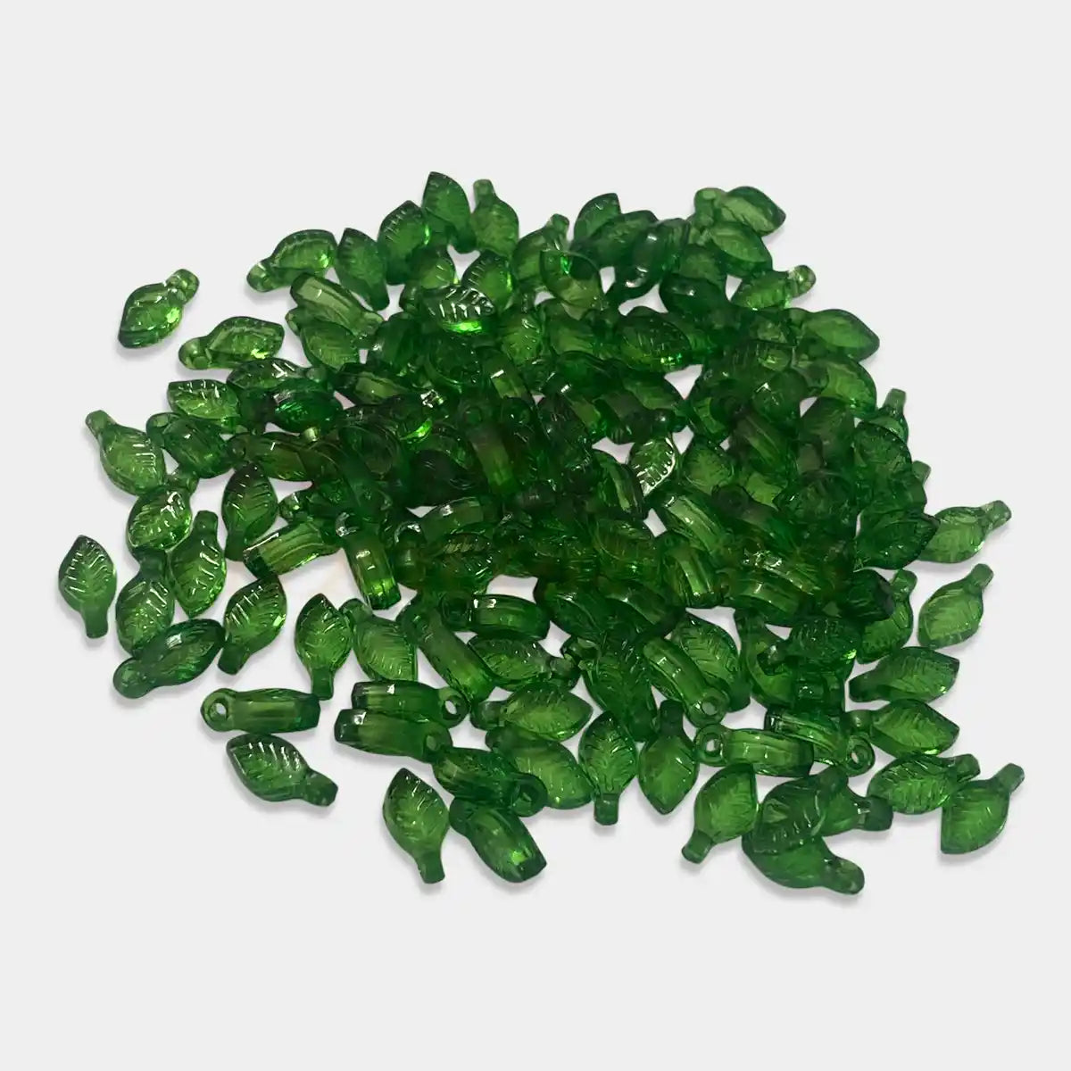 Green Leaf Beads Plastic Transparent charms - Pack of 10 Grams