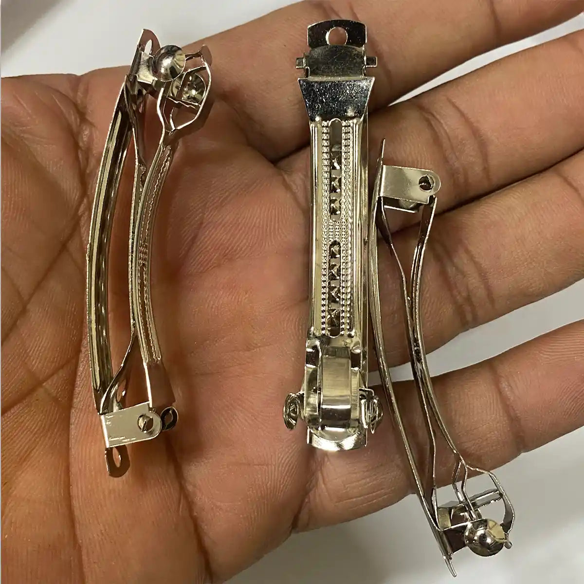 Hair Center Clip Silver Base (1 Pc) – 2.7 Inch (7 cm) DIY Hair Accessories