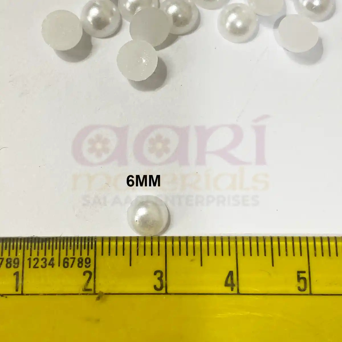 Half Cut Flatback Pearl Beads White - Pack of 10 Grams