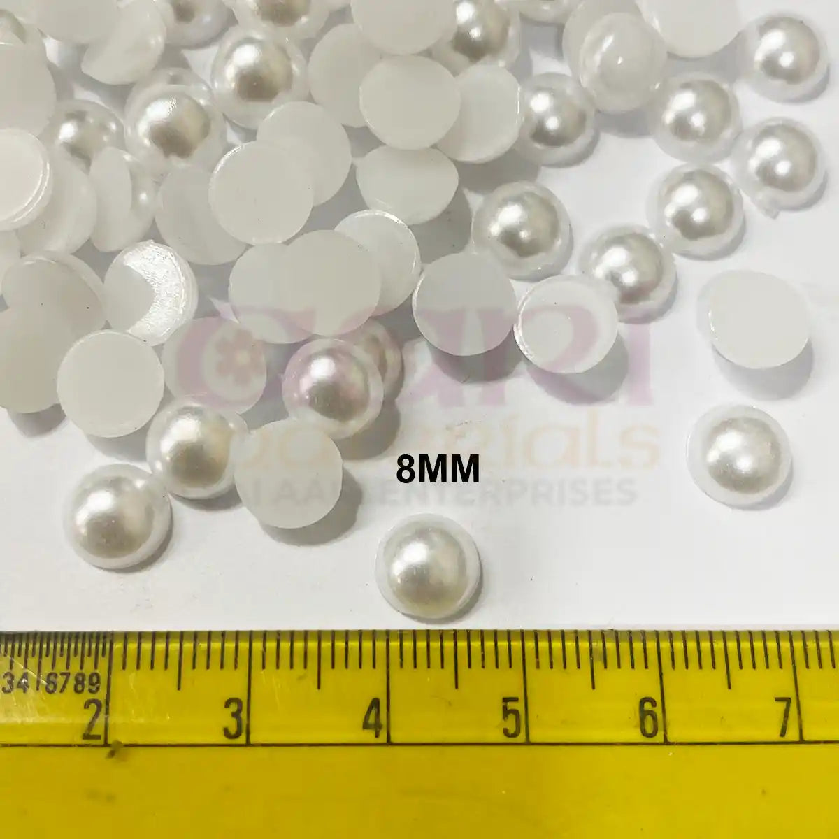 Half Cut Flatback Pearl Beads White - Pack of 10 Grams