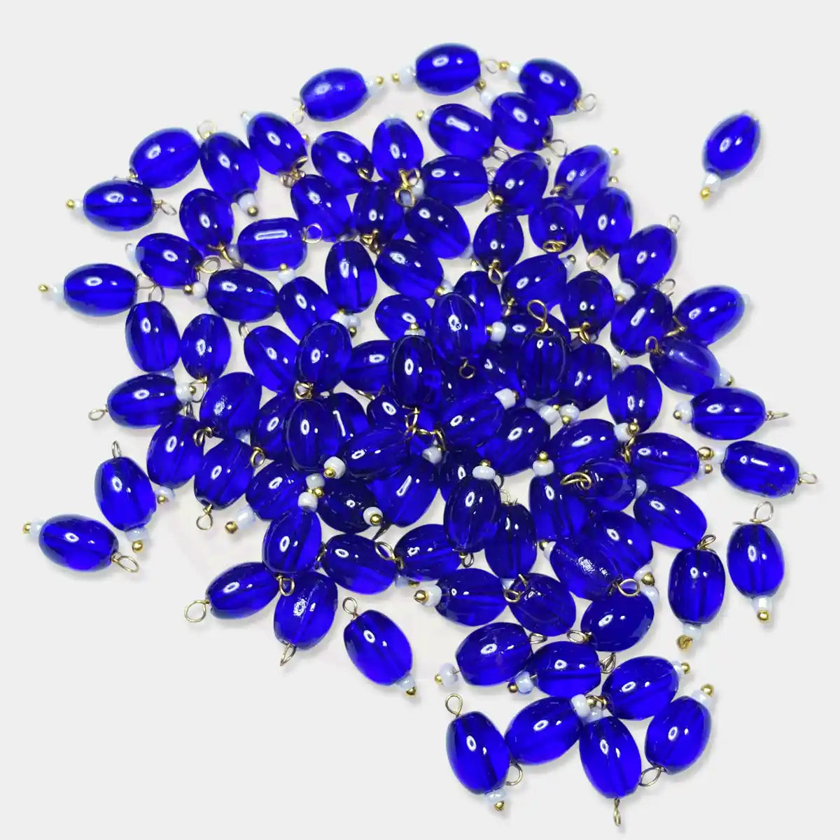 Hanging Beads Oval Shape Readymade Hook (8mmx6mm) Blue Color