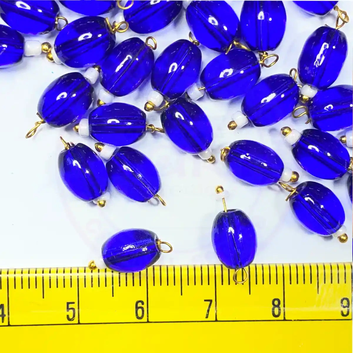 Hanging Beads Oval Shape Readymade Hook (8mmx6mm) Blue Color