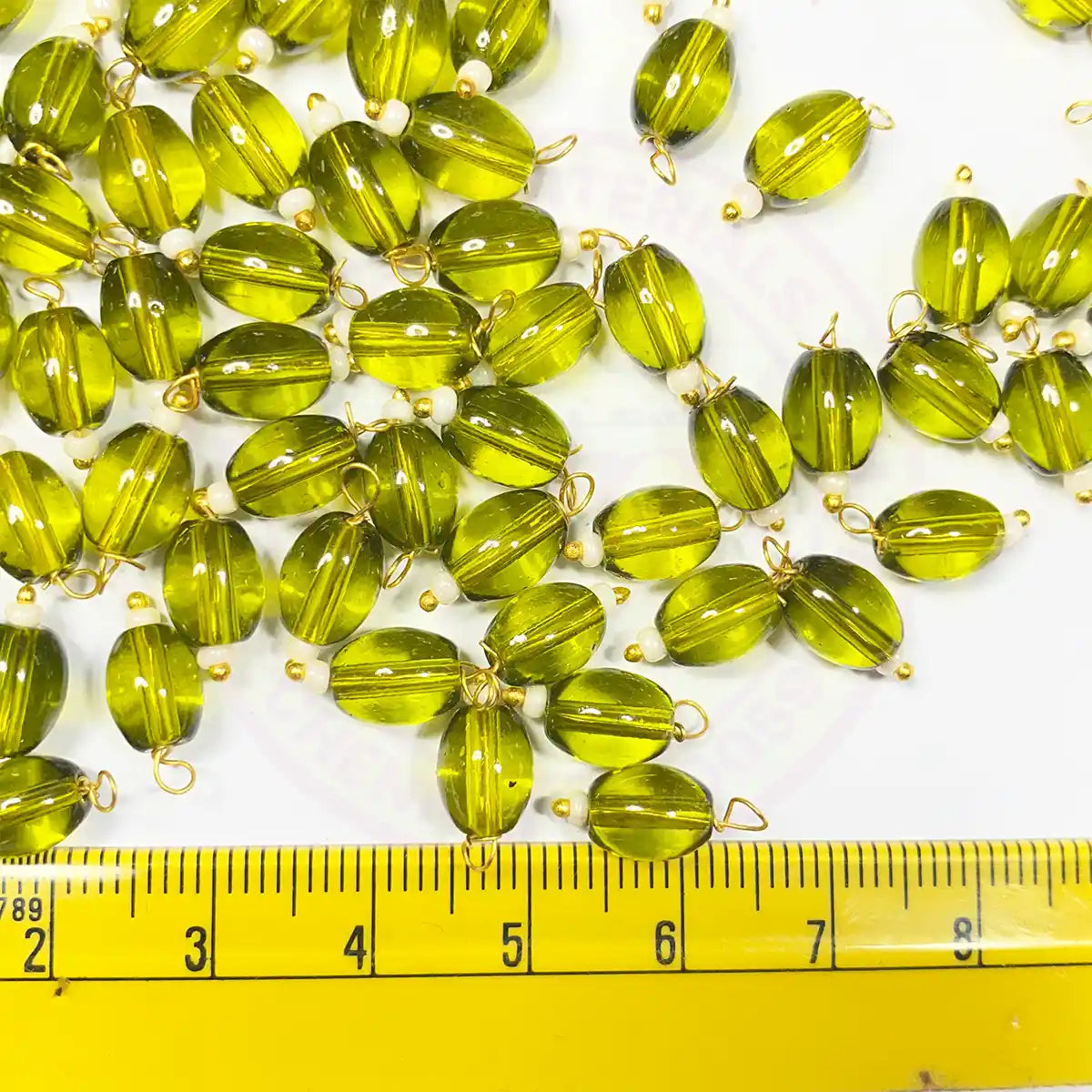Hanging Beads Oval Shape Readymade Hook (8mmx6mm) Olive Green Color