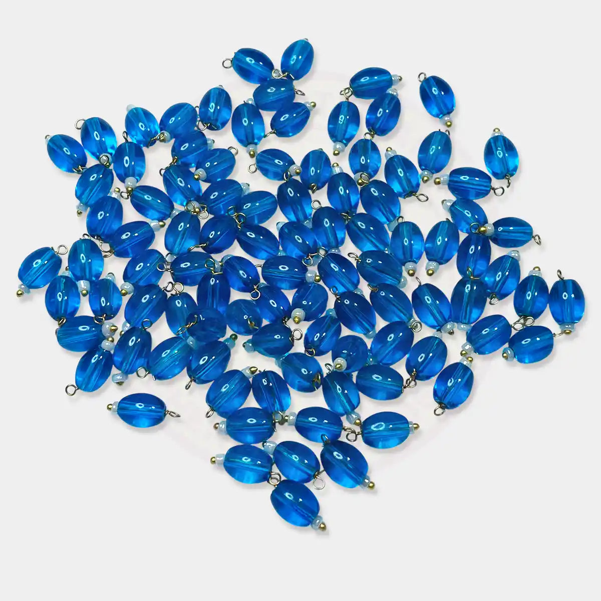 Hanging Beads Oval Shape Readymade Hook (8mmx6mm) Sky Blue Color