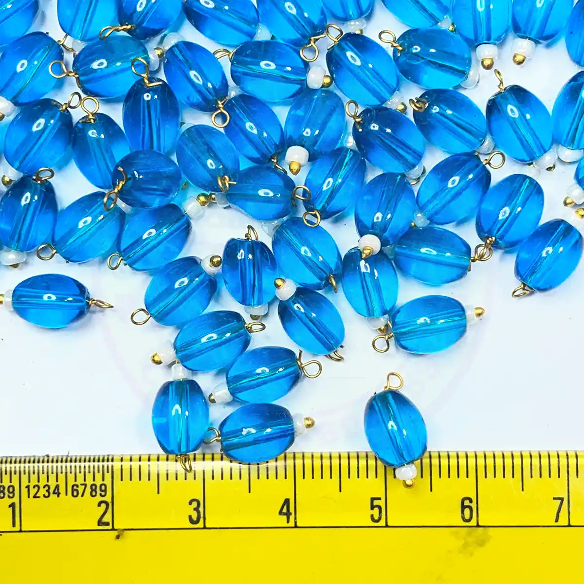 Hanging Beads Oval Shape Readymade Hook (8mmx6mm) Sky Blue Color