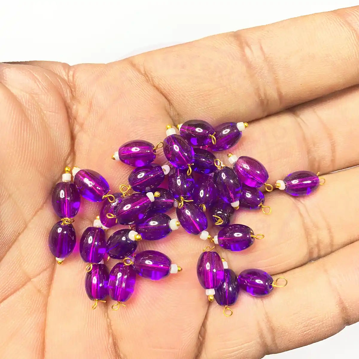 Hanging Beads Oval Shape Readymade Hook (8mmx6mm) Violet Color