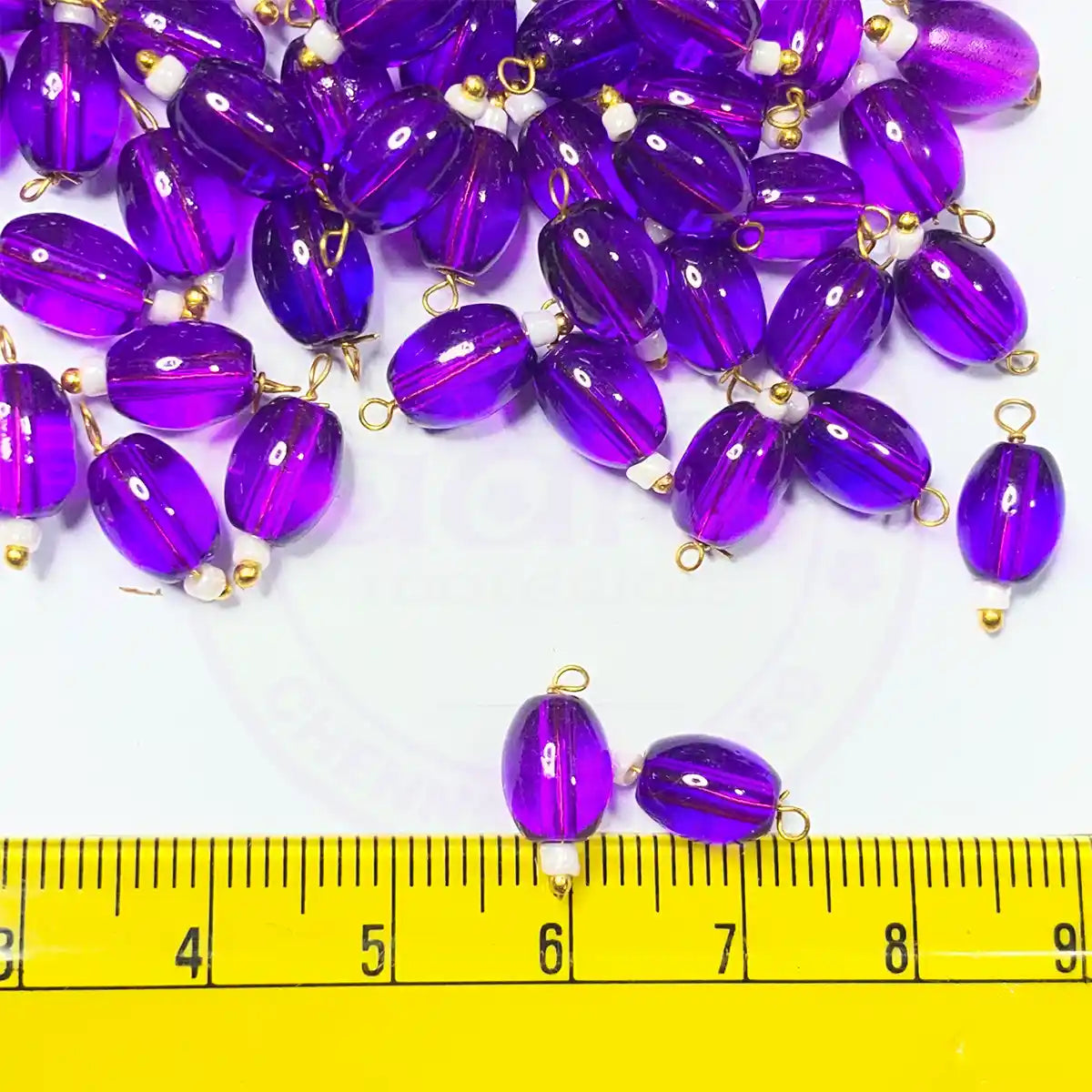 Hanging Beads Oval Shape Readymade Hook (8mmx6mm) Violet Color